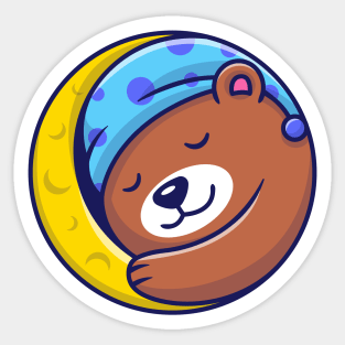 Cute Bear Sleeping On Moon Sticker